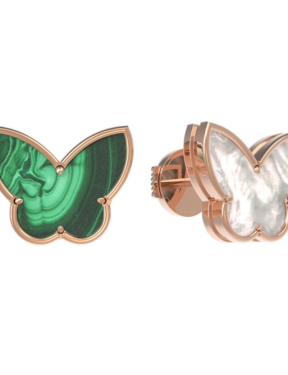 Серьги из золота c малахитом и перламутром