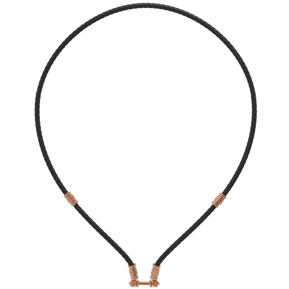 Цепь-шнурок кожа из красного золота 585 пробы c кожаным шнурком