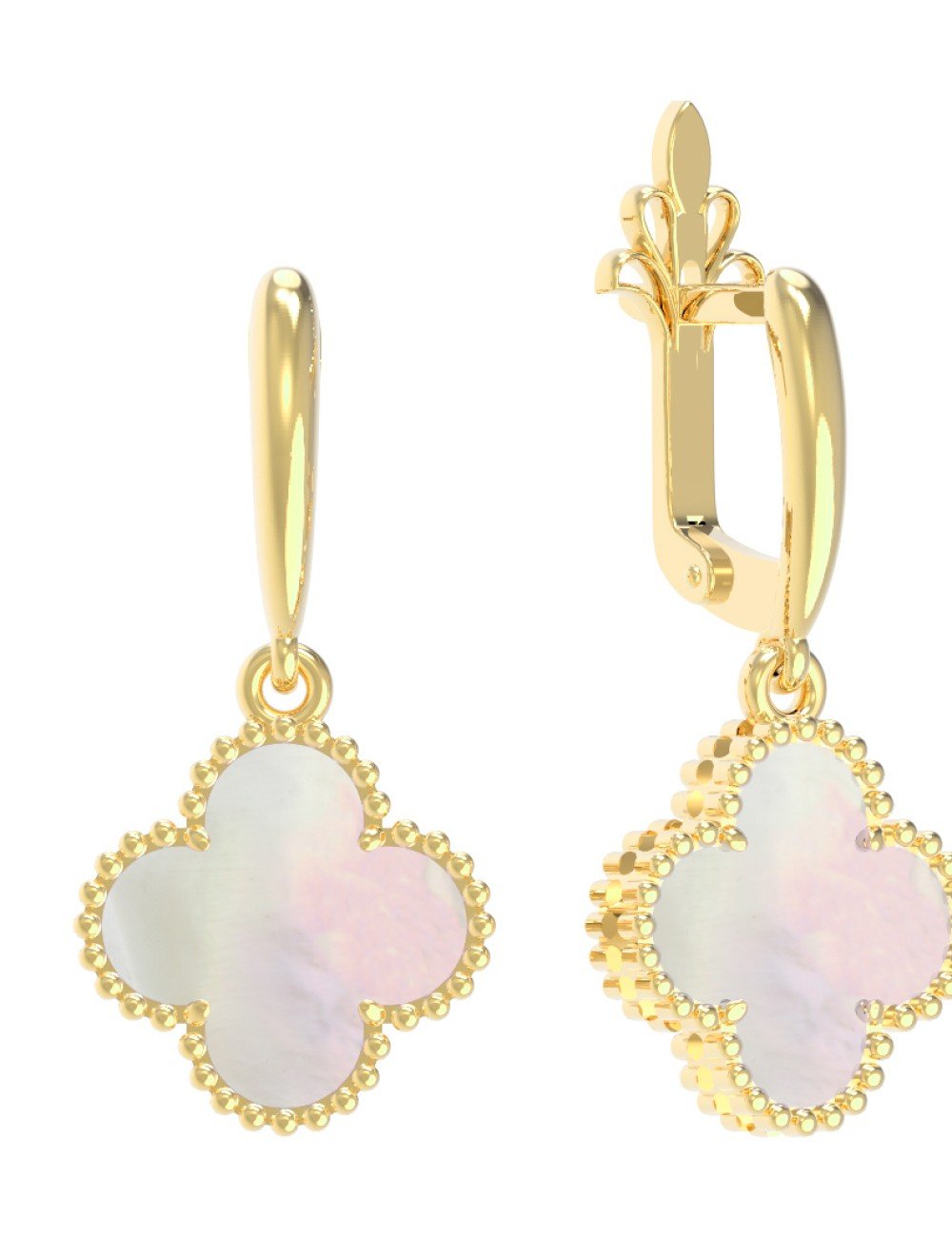 Серьги из лимонного золота c перламутром