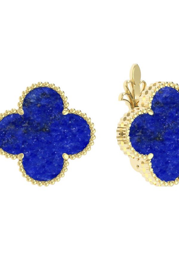 Серьги из лимонного золота c лазуритом