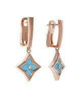 Серьги из золота c бриллиантами и бирюзой