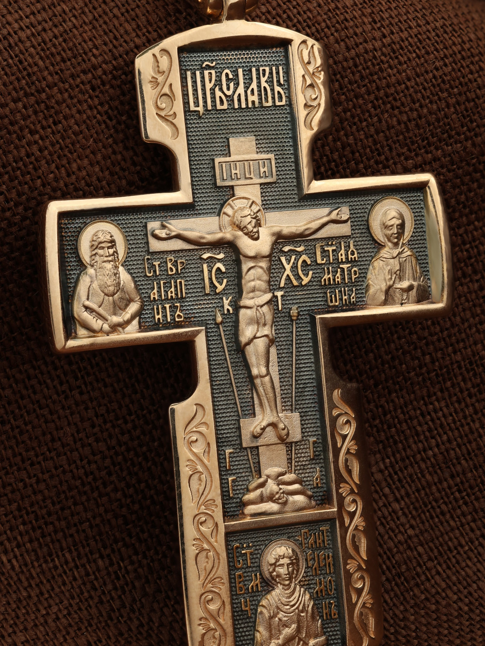 Крест из красного золота 585 пробы