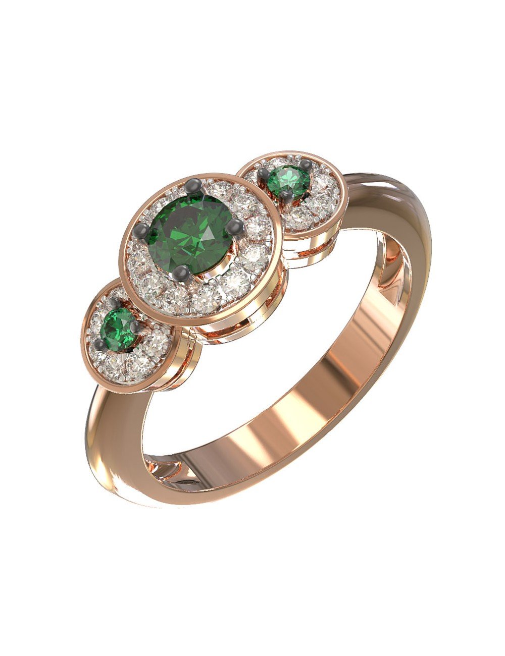 Кольцо из золота c бриллиантами и изумрудом