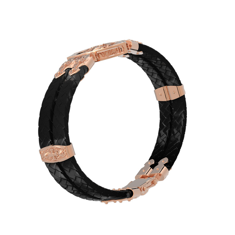 Браслет из красного золота 585 пробы c шнурком и ониксом