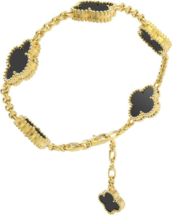 Браслет из лимонного золота 585 пробы c ониксом