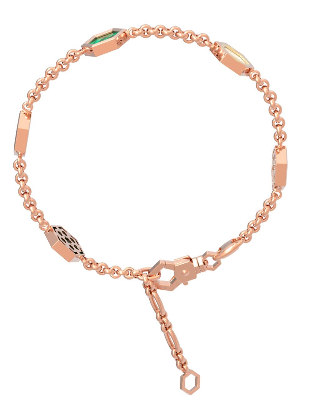 Браслет из золота c малахитом и перламутром