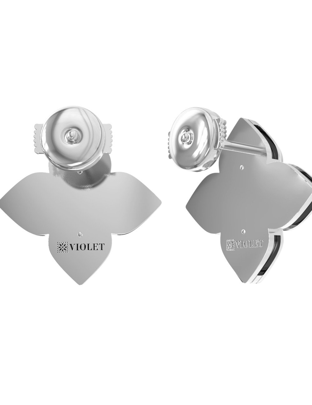 Серьги из белого золота c бриллиантами и ониксом