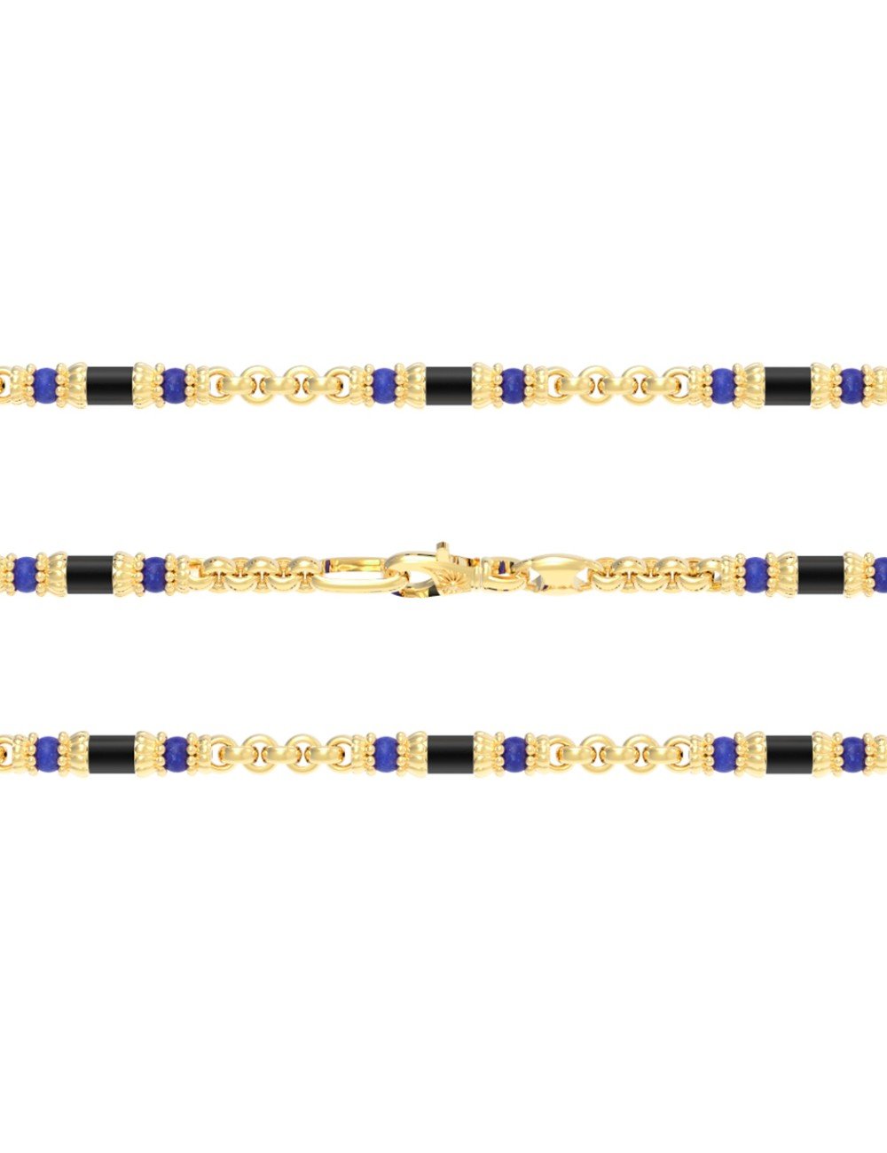 Цепь из лимонного золота c ониксом и лазуритом