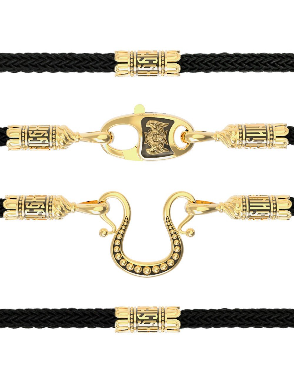 Шнурок шёлковый из лимонного золота c шёлковым шнурком