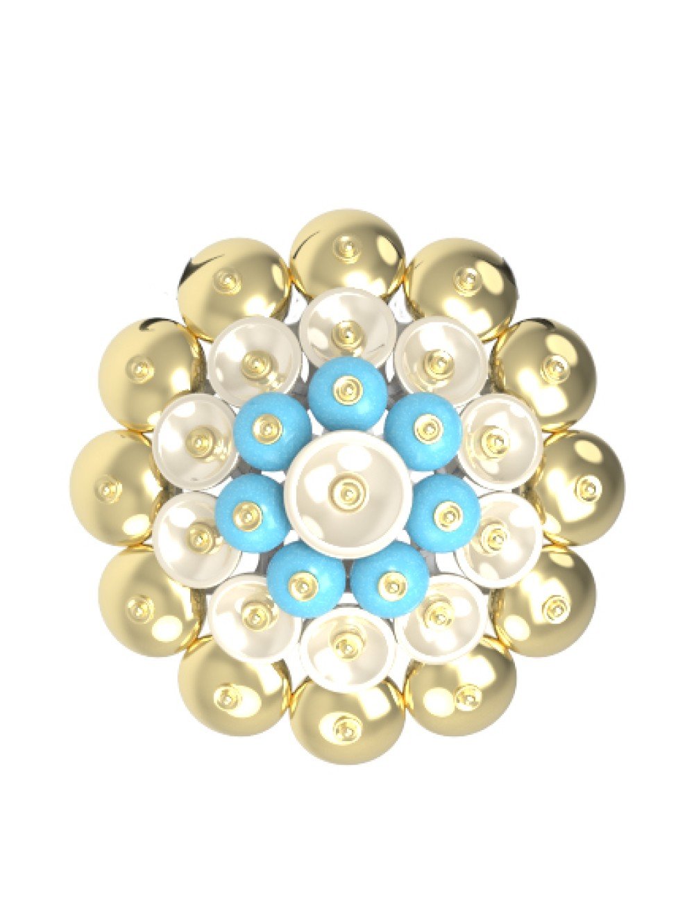 Подвеска из лимонного золота c бирюзой и перламутром