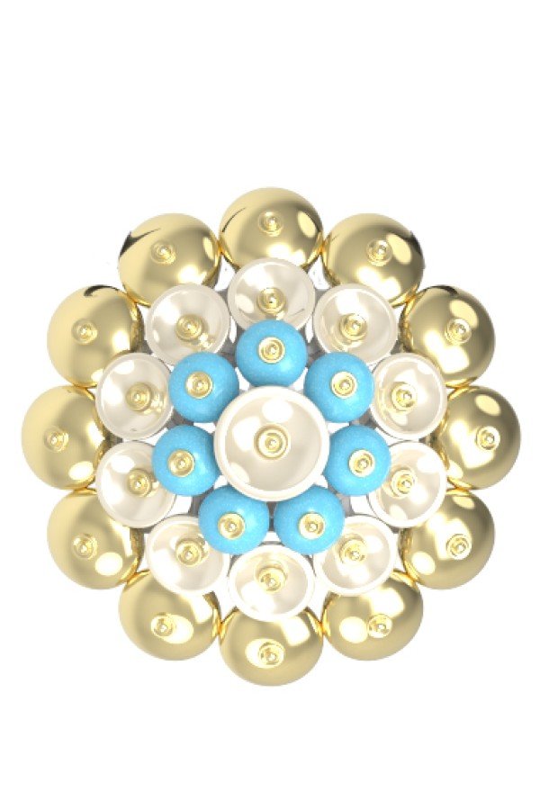 Подвеска из лимонного золота c бирюзой и перламутром