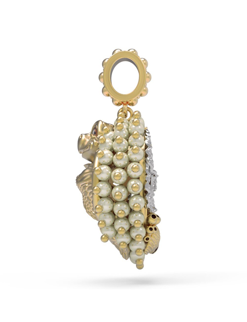 Подвеска из лимонного золота c эмалью и жемчугом