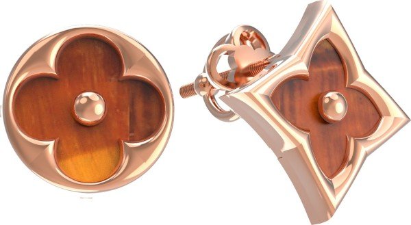 Серьги из золота c тигровым глазом