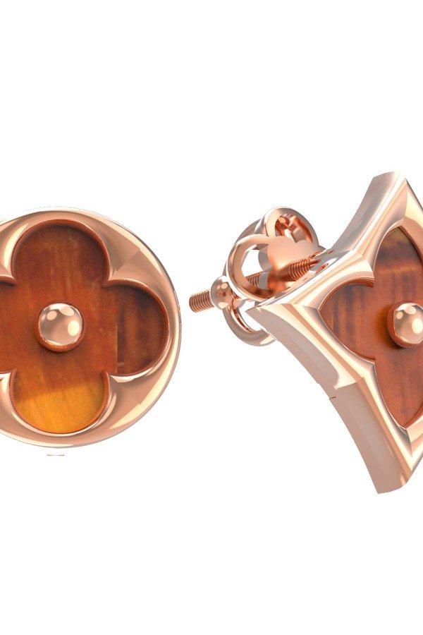 Серьги из золота c тигровым глазом