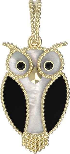 Подвеска из лимонного золота c эмалью, ониксом и перламутром