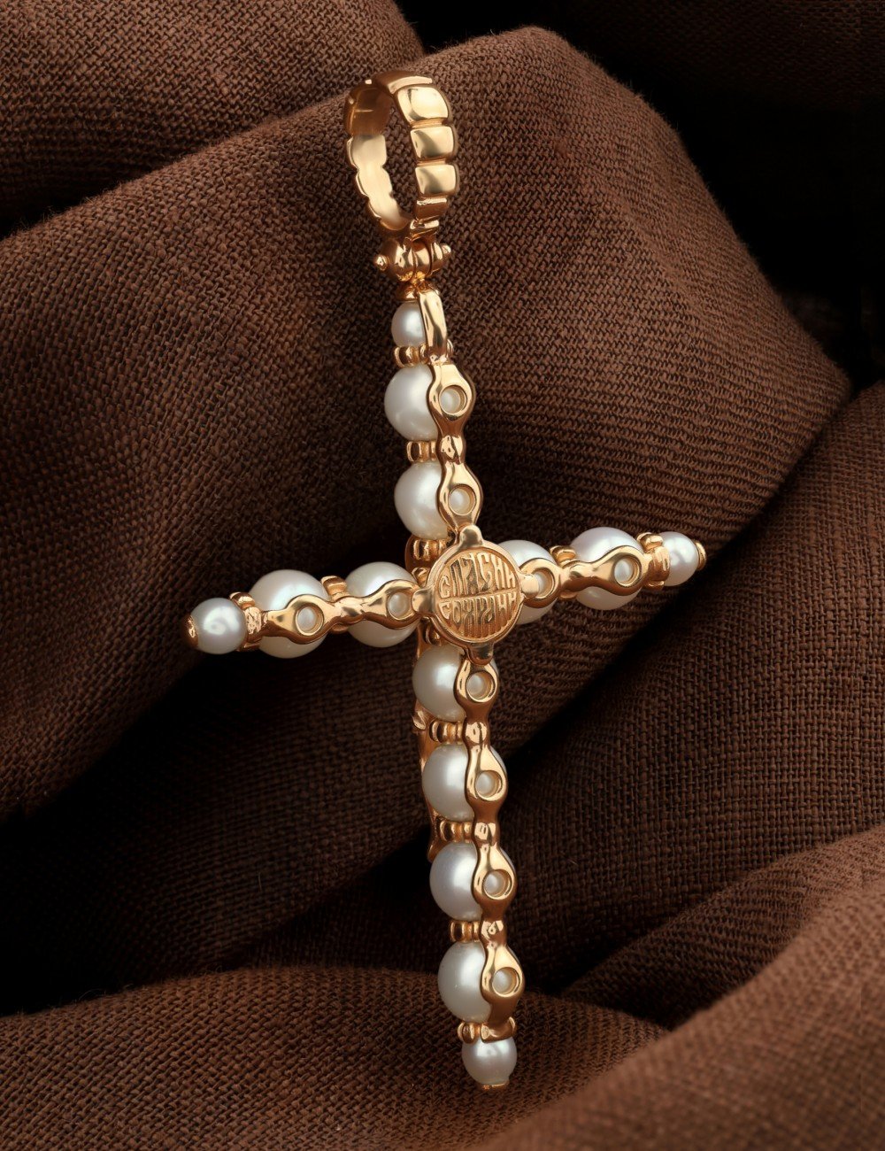 Крест из золота c жемчугом