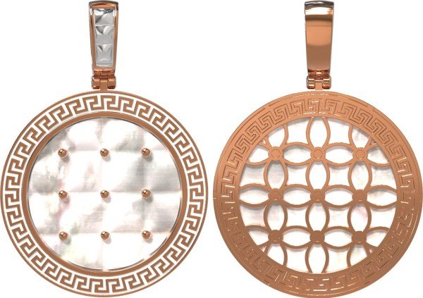 Подвеска из золота c эмалью и перламутром