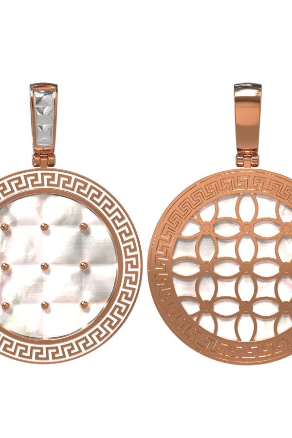 Подвеска из золота c эмалью и перламутром