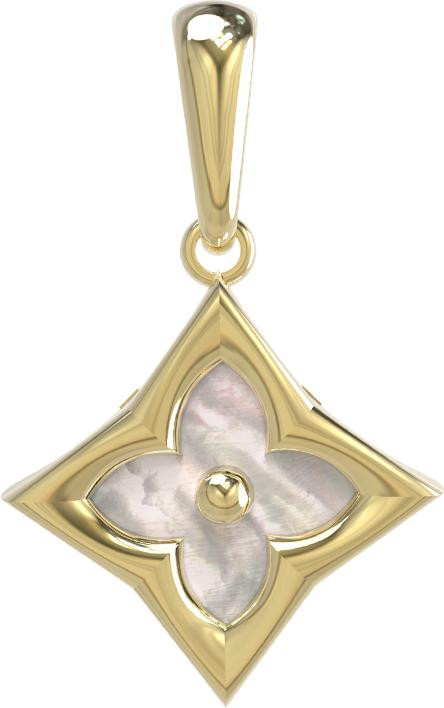 Подвеска из лимонного золота 585 пробы c перламутром