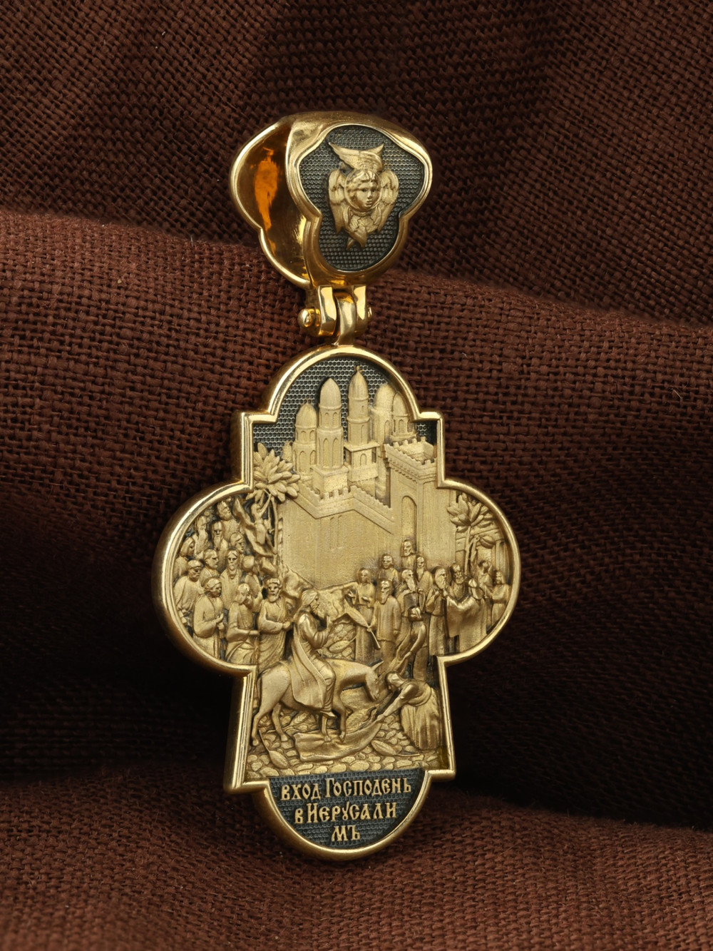 Крест из лимонного золота 585 пробы