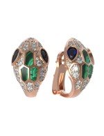 Серьги из золота c бриллиантами, сапфиром и малахитом