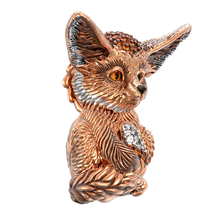 Подвеска из красного золота 585 пробы c эмалью и фианитом