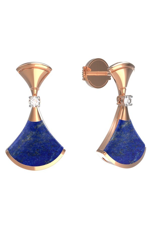 Серьги из золота c бриллиантами и лазуритом