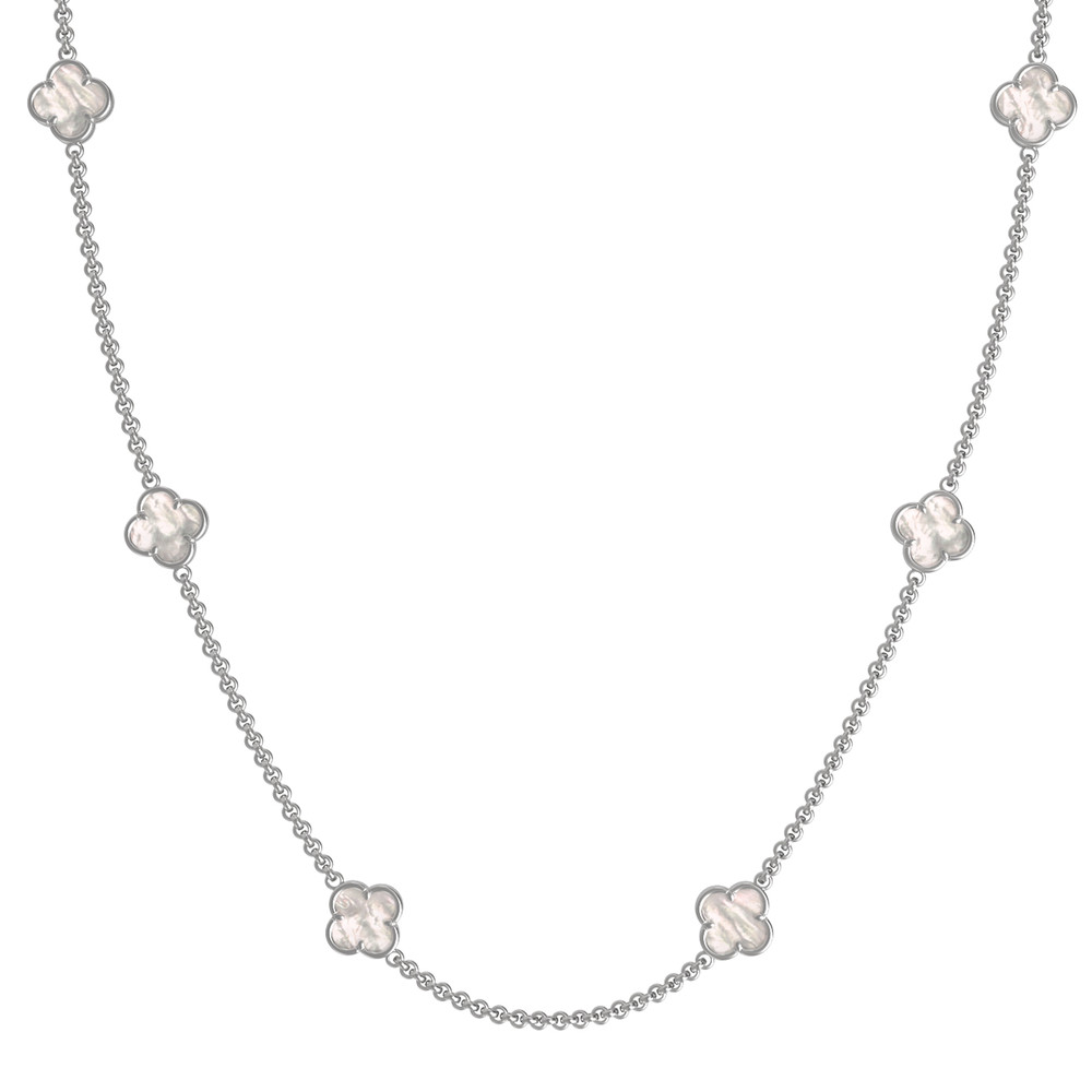 Колье из белого золота 585 пробы c перламутром