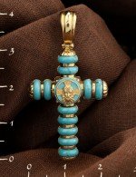 Крест из лимонного золота c бирюзой