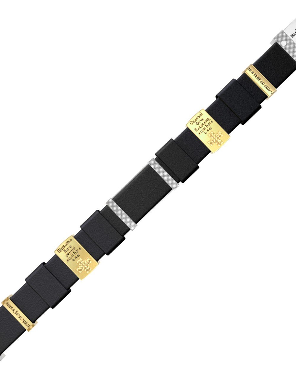 Браслет из белого золота c кожаным шнурком