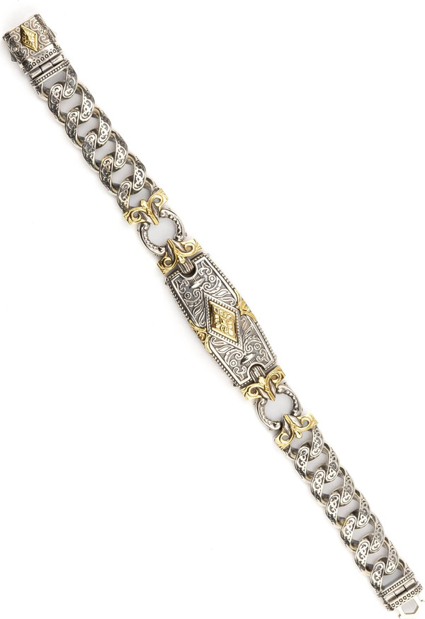 Браслет из серебра 925 пробы и золота 750 пробы c рубином