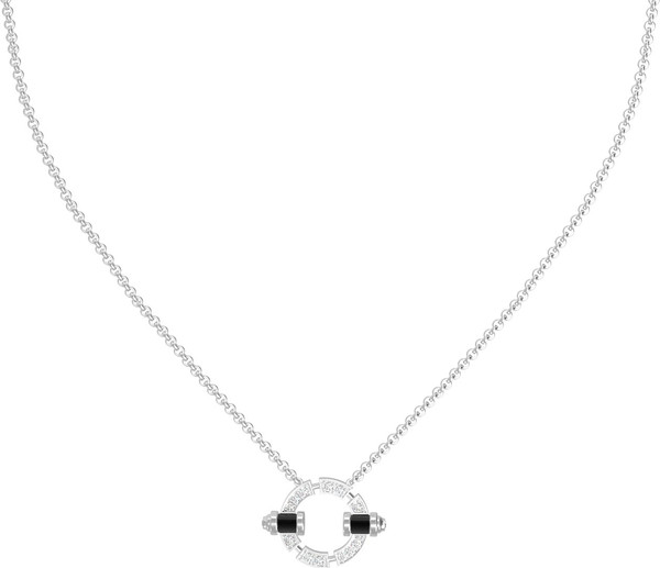Колье из белого золота 585 пробы c бриллиантами и ониксом