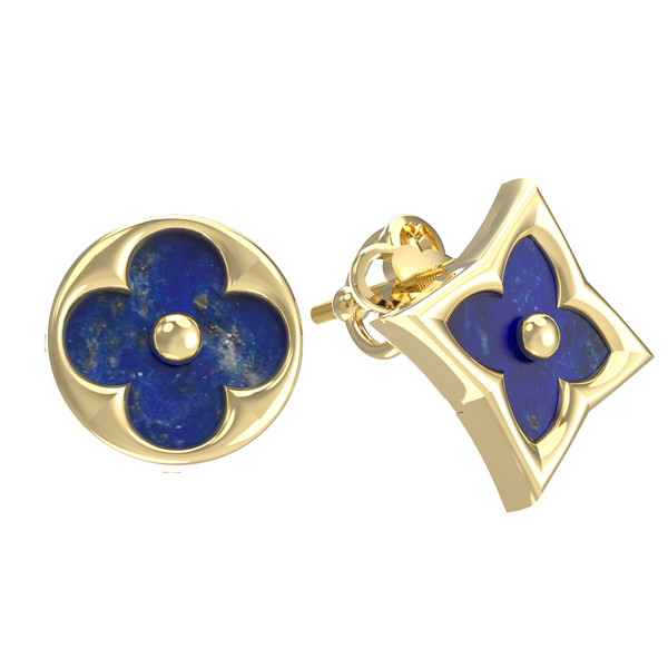 Серьги из лимонного золота 585 пробы c лазуритом