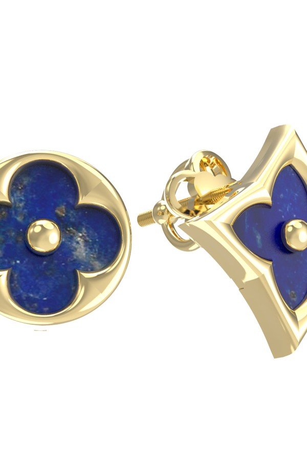 Серьги из лимонного золота c лазуритом