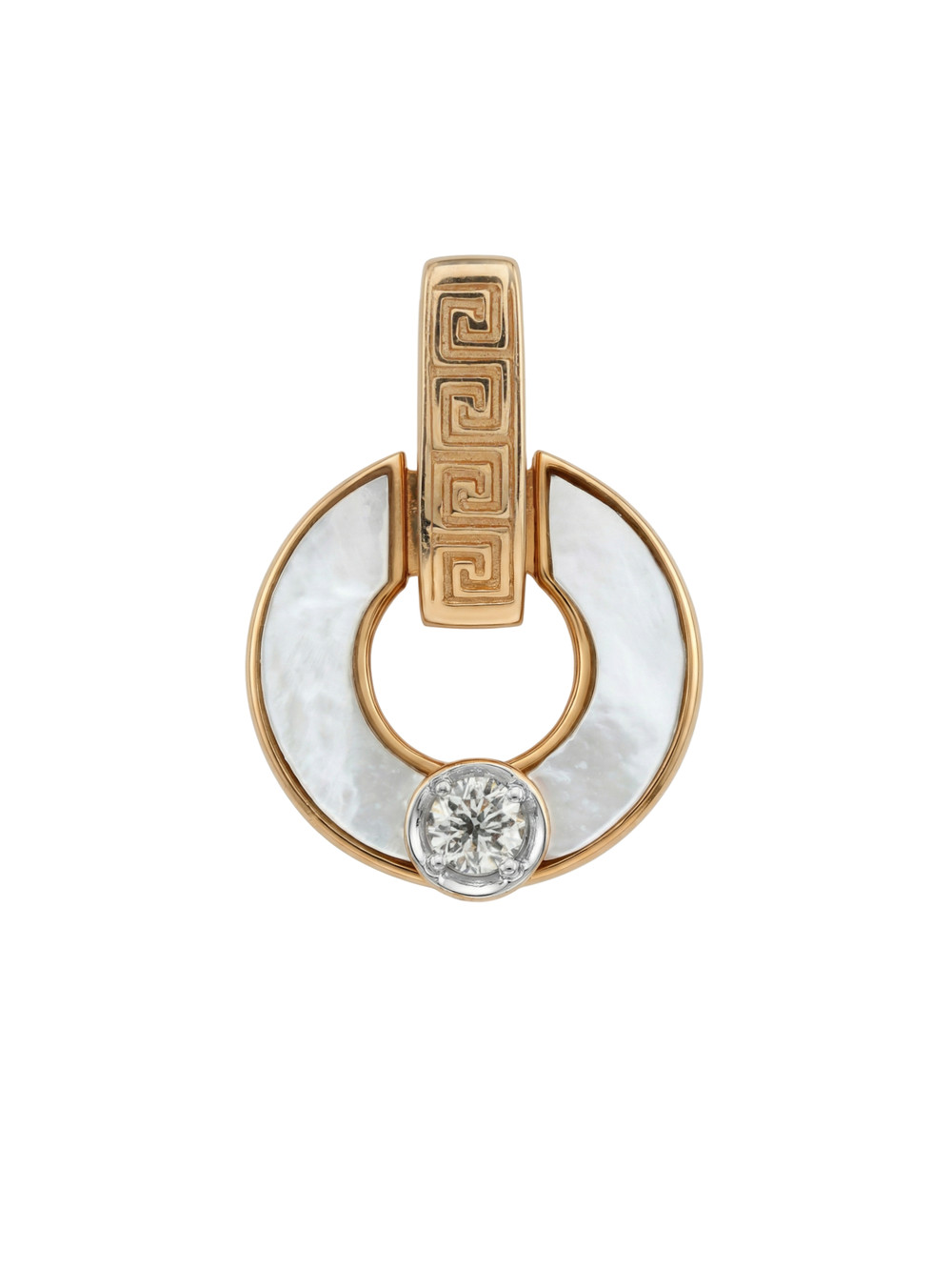 Подвеска из красного золота 585 пробы c бриллиантами и перламутром