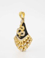 Подвеска из лимонного золота c бриллиантами и ониксом