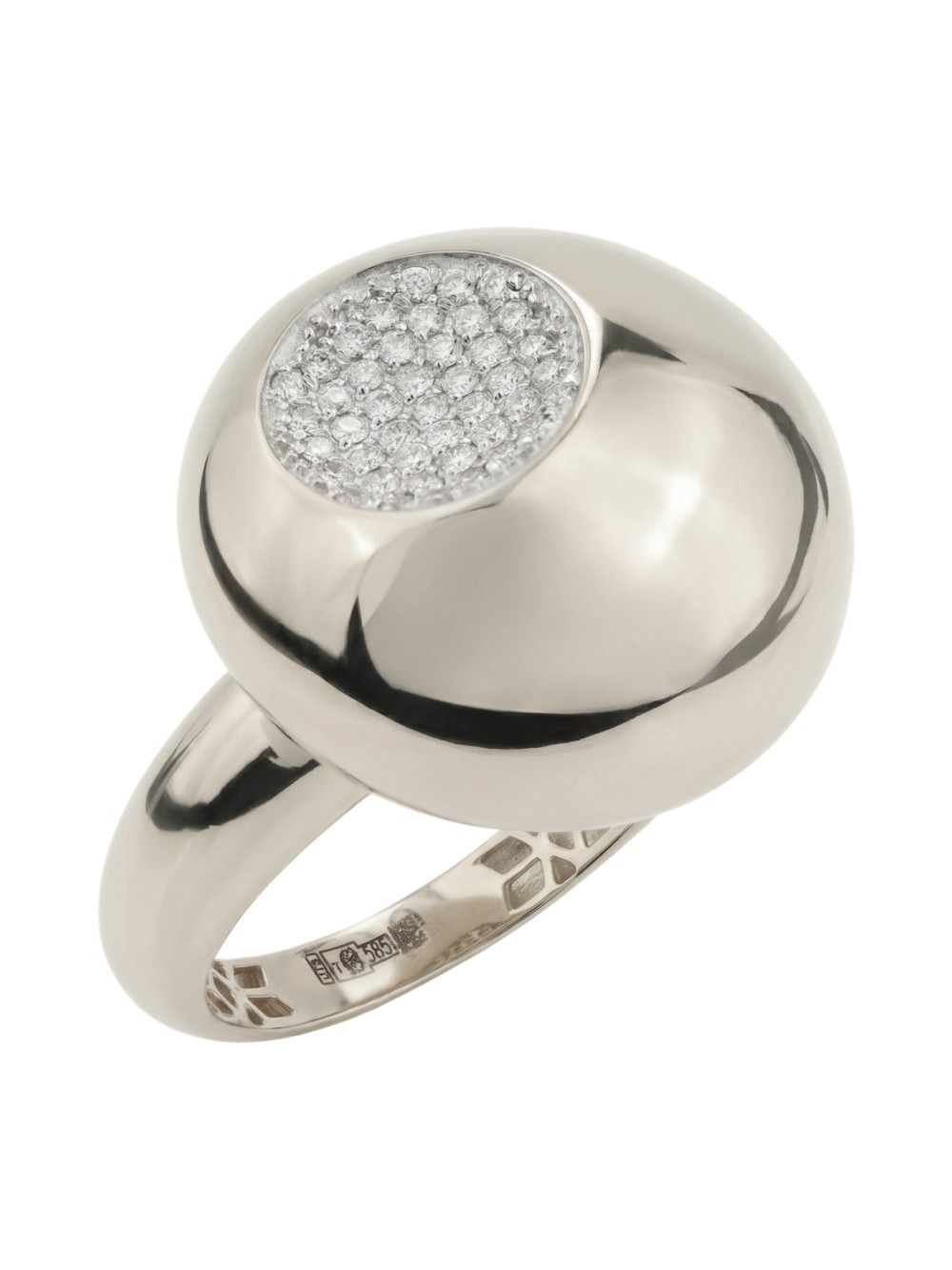 Кольцо из белого золота 585 пробы c бриллиантами