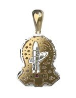 Подвеска из лимонного золота c эмалью, бриллиантами и рубином