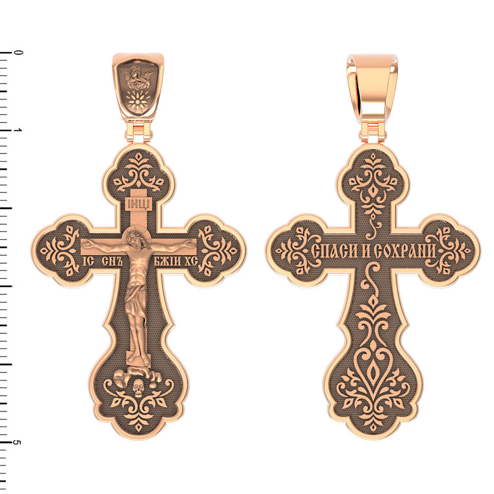 Крест из красного золота 585 пробы