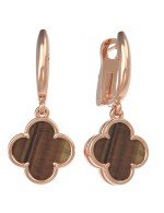 Серьги из золота c тигровым глазом