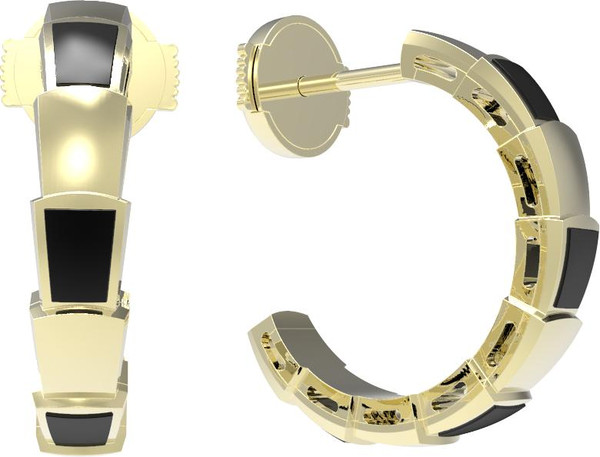 Серьги из лимонного золота 585 пробы c ониксом