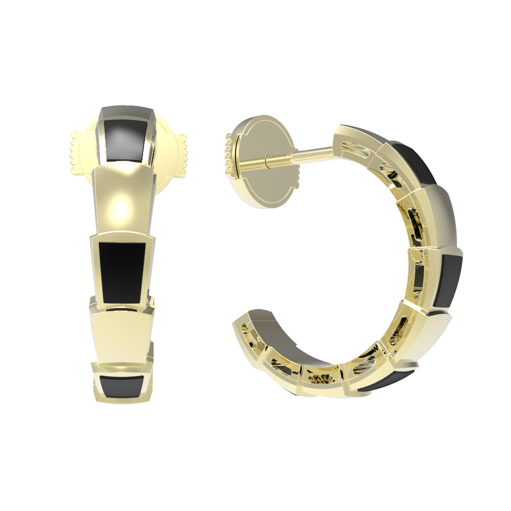 Серьги из лимонного золота 585 пробы c ониксом