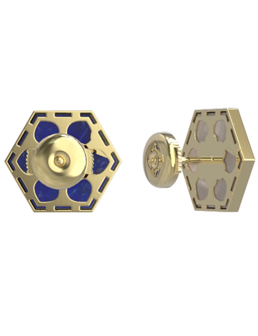 Серьги из лимонного золота c лазуритом и перламутром