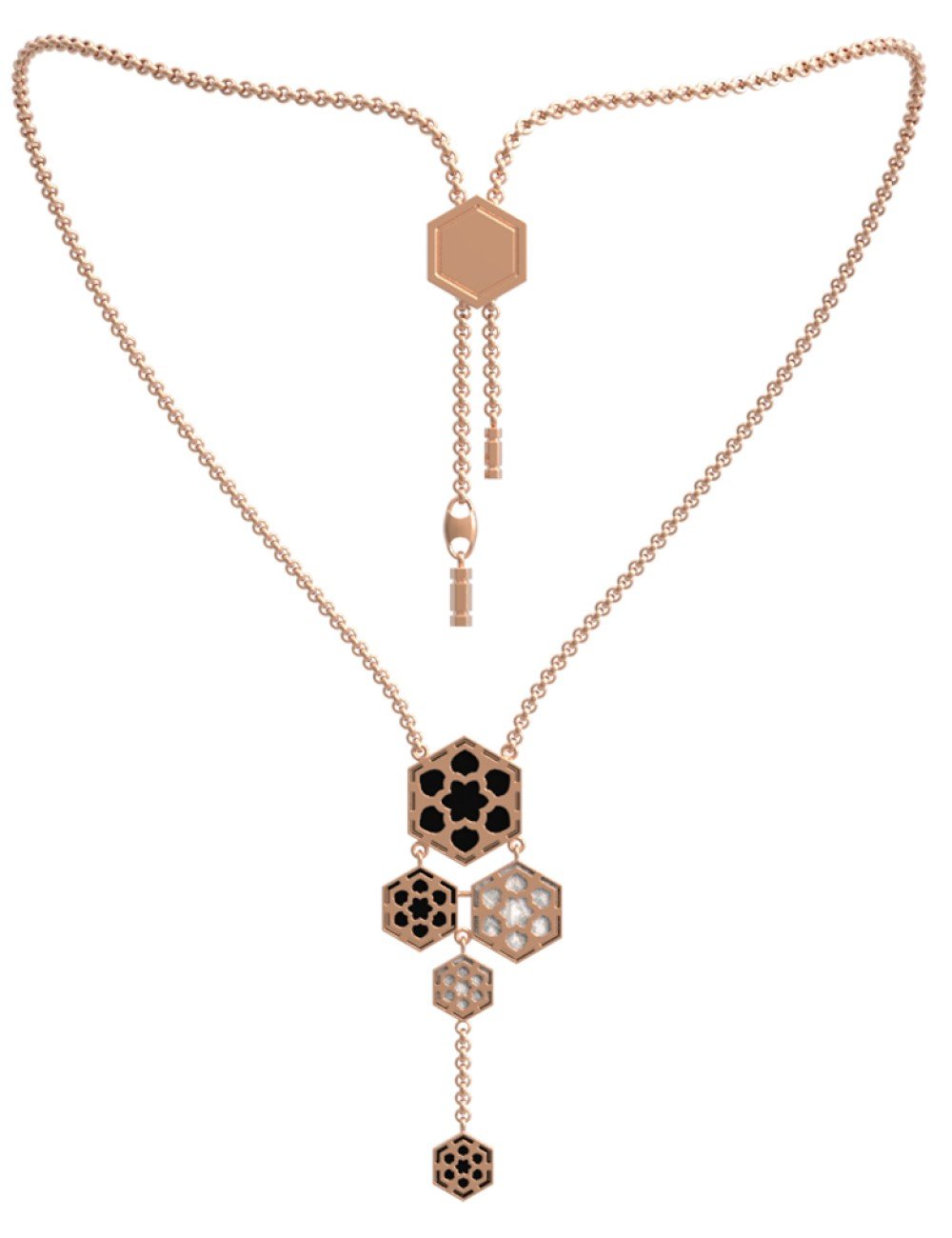 Колье из золота c ониксом и перламутром