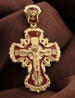 Крест из лимонного золота c эмалью