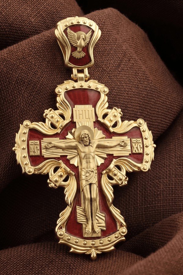 Крест из лимонного золота c эмалью