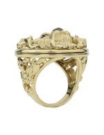 Кольцо из лимонного золота c эмалью и ониксом