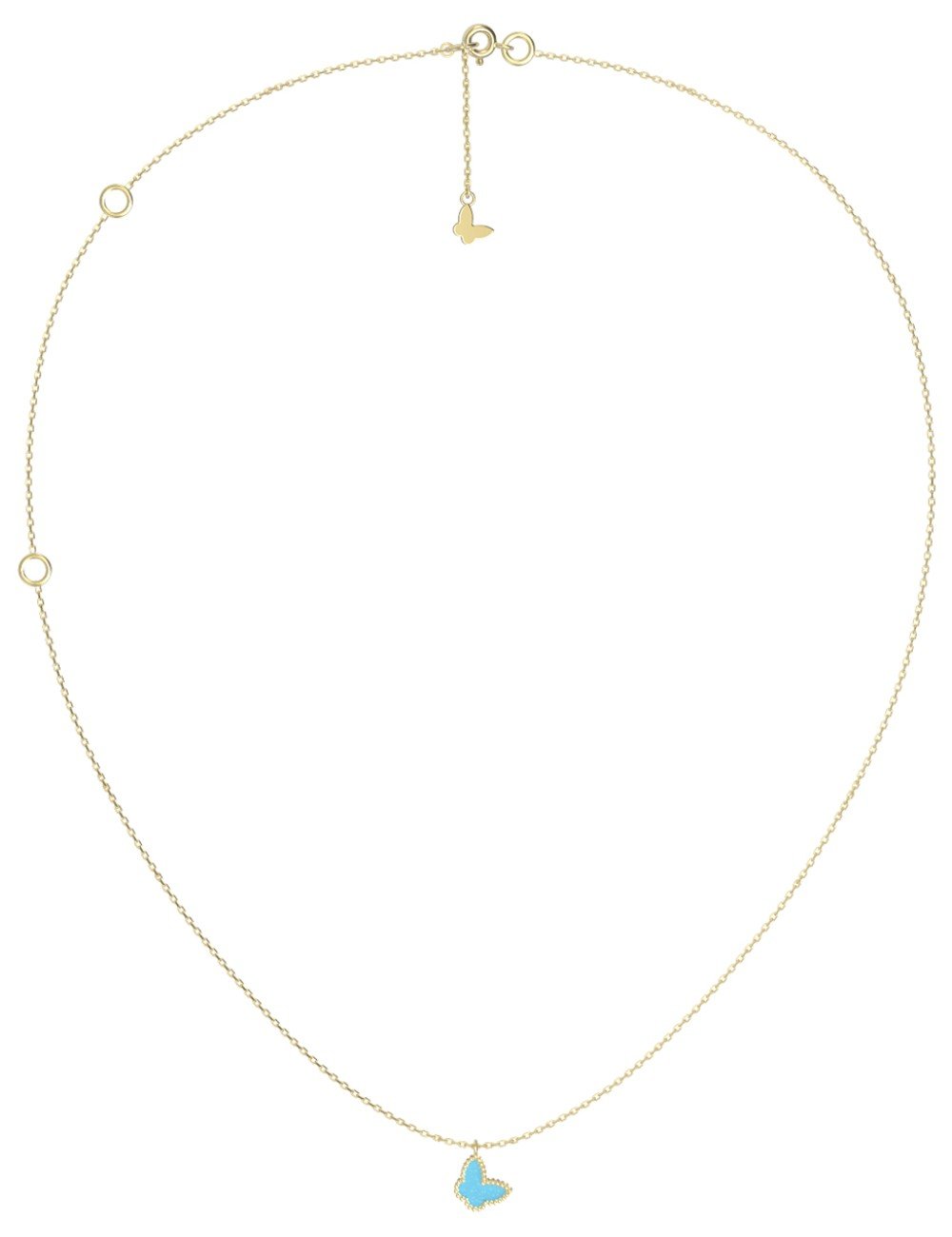 Колье из лимонного золота c бирюзой