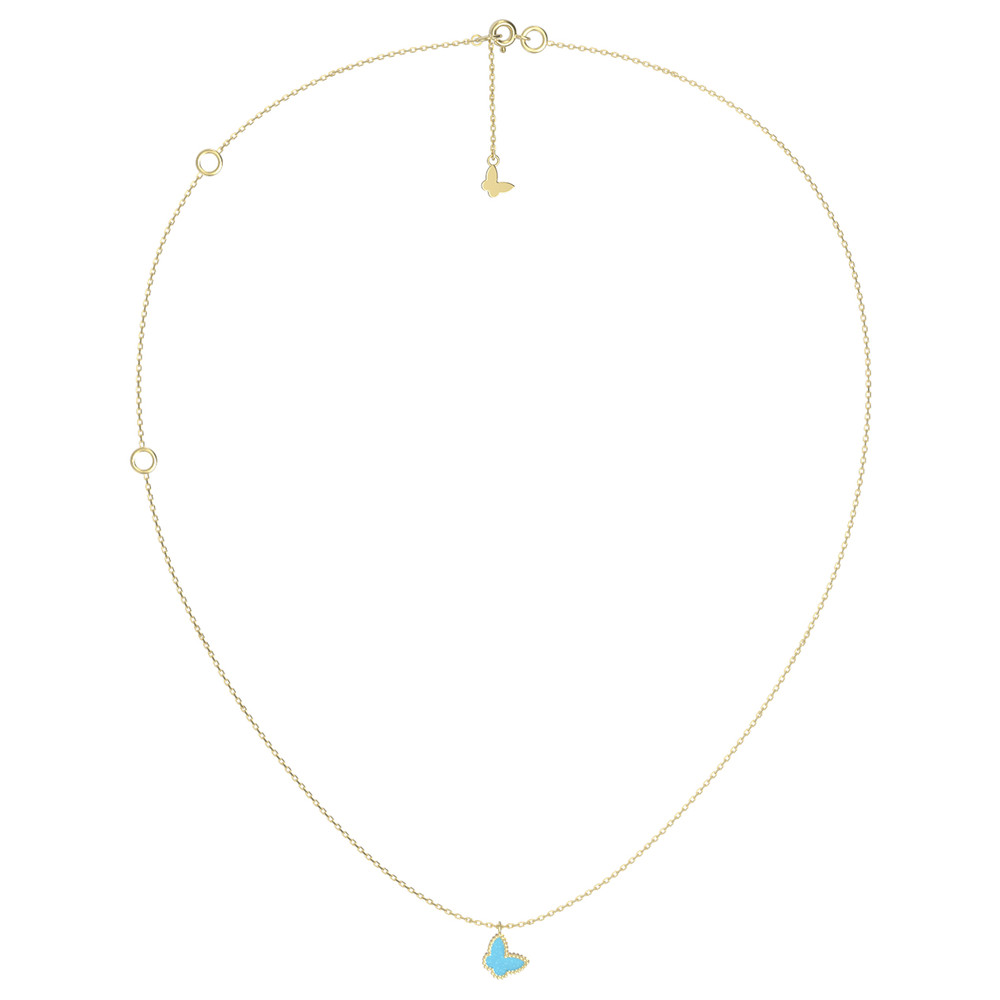 Колье из лимонного золота 585 пробы c бирюзой