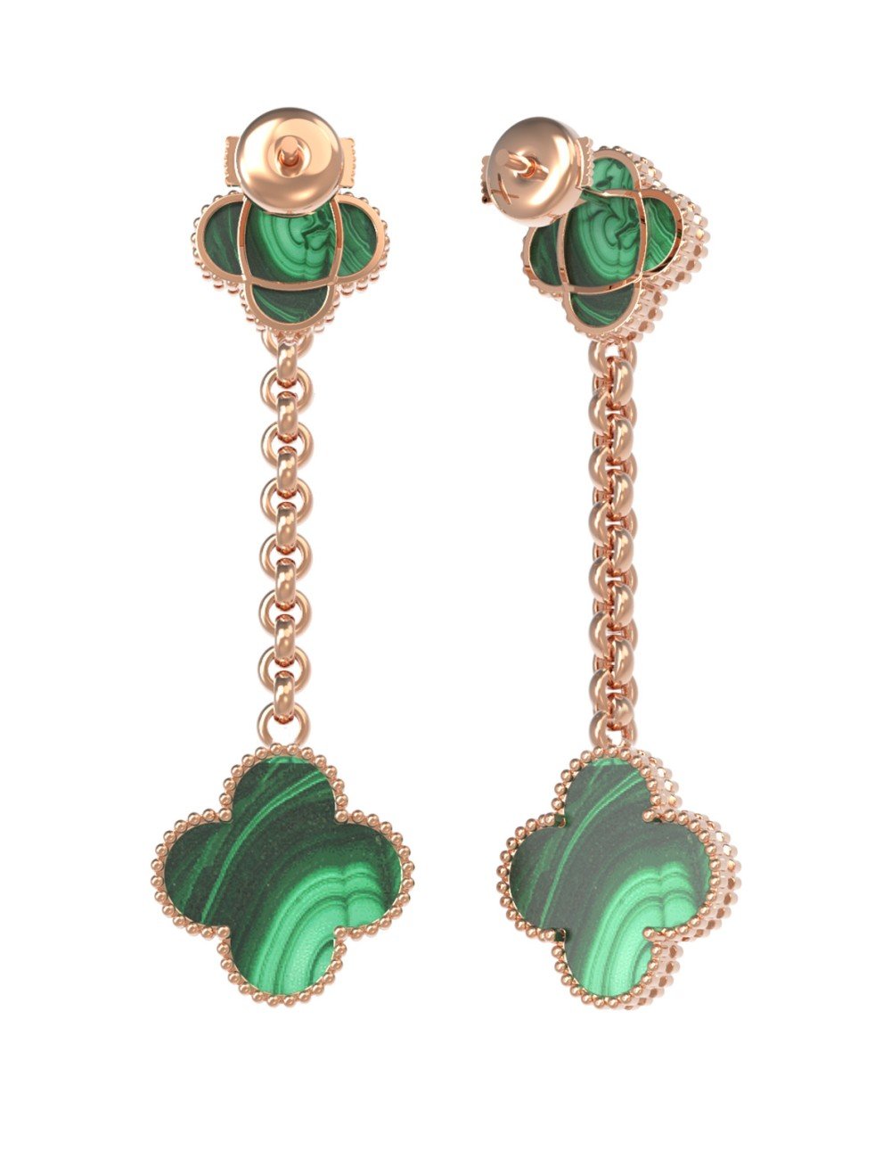 Серьги из золота c малахитом